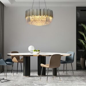 Srebrny żyrandol w stylu glamour z kryształkami imperial 60