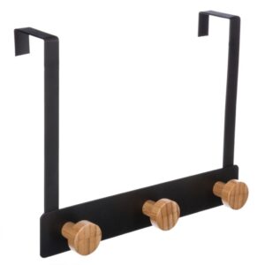 Wieszak na drzwi bamboo black 3 haczyki