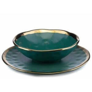 Zestaw 2 talerzy lissa green gold