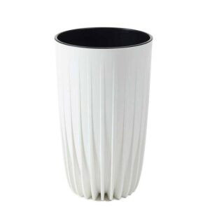 Donica stripped wysoka eco recykling biała 25xh42 cm