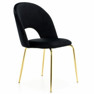 Krzesło Glamour czarne KC-903-2 / welur, złote nogi chromowane