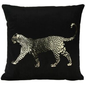 Poduszka z aksamitu leopard złoty