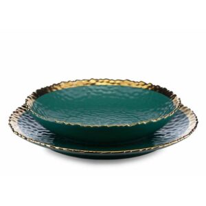 Komplet 8 talerzy kati green gold małe