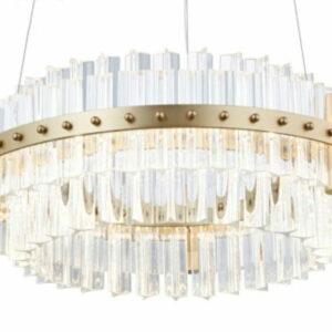 MOOSEE lampa wisząca SATURNUS 47 DUO złota - LED, kryształ, stal szczotkowana