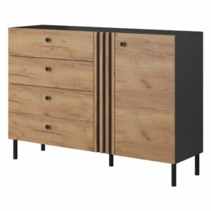 Komoda DECO (B) d4s dąb craft złoty/antracyt