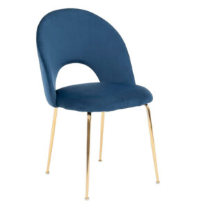 Krzesło Glamour niebieskie KC-903-2 / welur, nogi złote