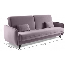 Sofa rozkładana conte z pojemnikiem welurowa różowa
