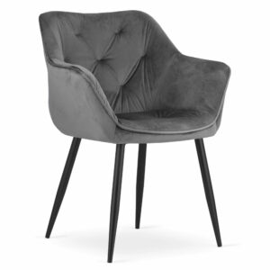 Krzesła z podłokietnikami MADERA 3715 ciemnoszary welur / 2 sztuki