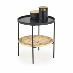 KAMPA ława czarny / rattan naturalny (1p=1szt)
