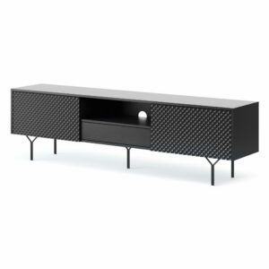 Szafka RTV RAVEN 180 / czarny grafit, front 3D