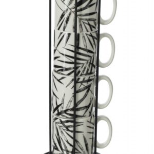 Komplet 4 filiżanek floral black 240 ml