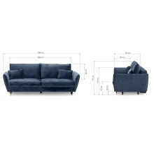 Sofa rozkładana venus granatowa/czarne nóżki welur