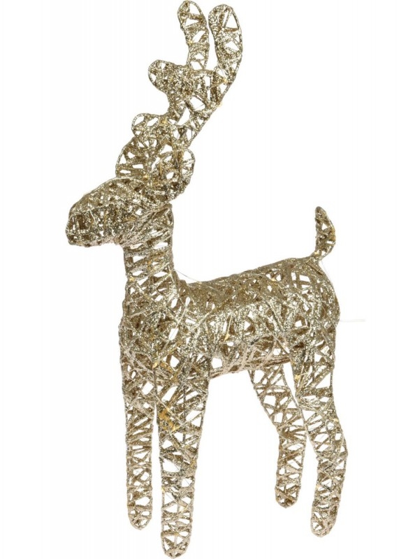 Renifer świąteczny złoty led 45 cm