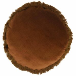 Poduszka okrągła amber z frędzlami 40 cm