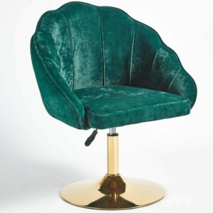Fotel obrotowy muszelka DC-6299 zielony #35 welur na podstawie