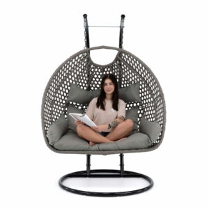 Fotel wiszący ogrodowy dwuosobowy CELASTE technorattan mould/szary