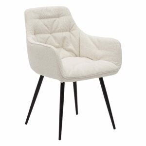 Krzesło tapicerowane DC-0084 biały boucle / czarne nogi