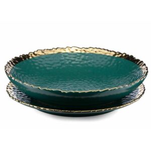 Komplet 8 talerzy kati green gold duże