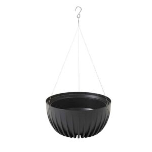 Donica stripped eco recykling wisząca czarna 24xh14 cm