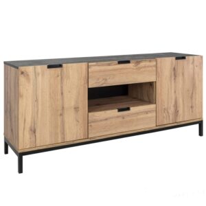Livon szafka rtv 2d2s dąb wotan/blat czarny 160cm