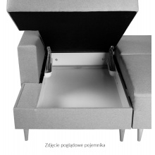 Narożnik rozkładany vers 2.0 z pojemnikami welur szary lewy