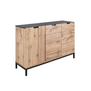 Livon komoda 3d dąb wotan / blat czarny 130cm