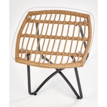 Szklany stolik kawowy indira 51 cm rattan syntetyczny boho