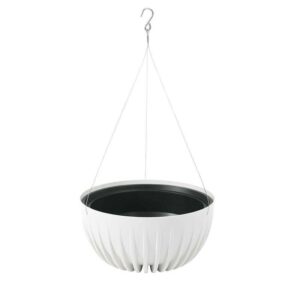 Donica stripped eco recykling wisząca biała 24xh14 cm