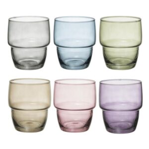 Komplet 6 kolorowych szklanek 280 ml