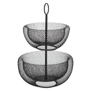 Patera dwupoziomowa na owoce black mesh