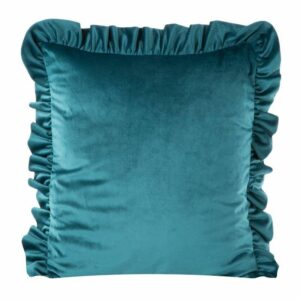 Poszewka velvet 45x45 falbana c. Turkus
