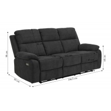 Sofa trzyosobowa mora z funkcją elektrycznego rozkładania ciemnoszara