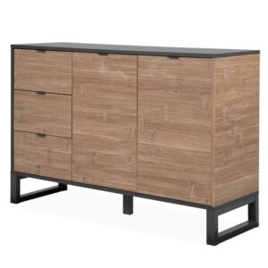 Komoda sumatra 120 cm, 3 szuflady, 2 drzwi, antracyt mat, fronty wzór imitujący bambus