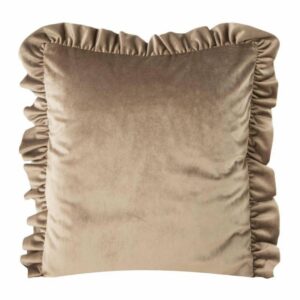Poszewka velvet 45x45 falbana ciemny beż