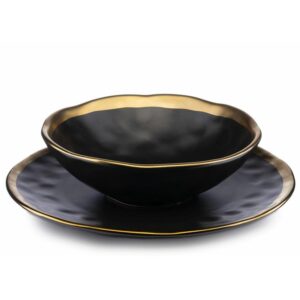 Zestaw ośmiu talerzy lissa black gold
