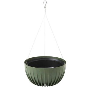 Donica stripped eco wood zielona wisząca 24xh14 cm
