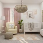 white sofa chair beside white window curtain