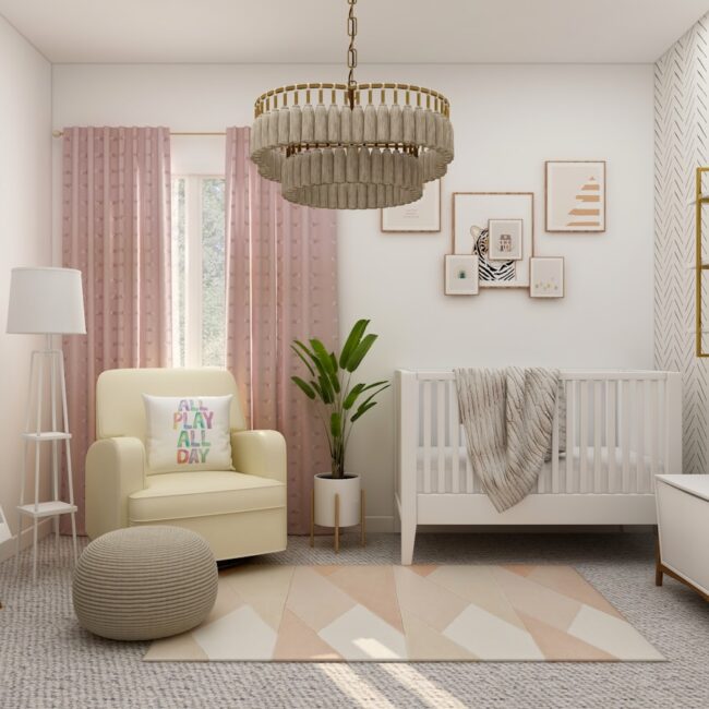 white sofa chair beside white window curtain